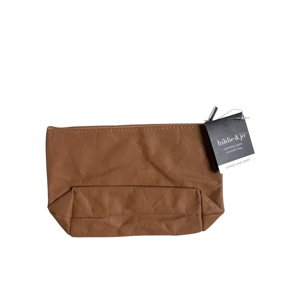 NWT Hildie & Joe Washable Paper Cosmetic Bag (Brown)